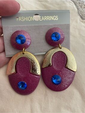 80s Vintage Chunky purple Earrings